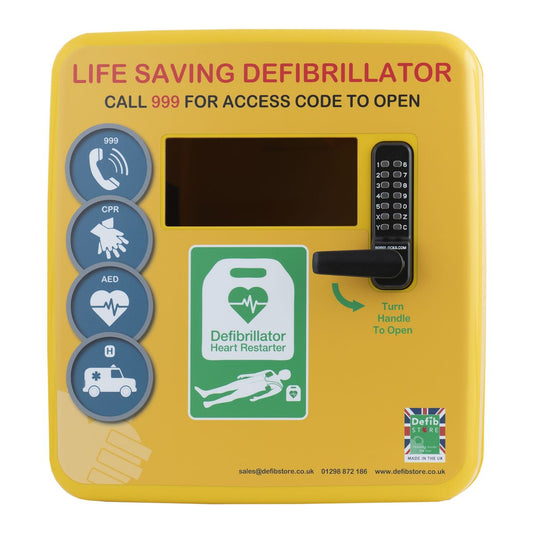 Defibstore 4000 Outdoor Defibrillator Cabinet Locked Yellow