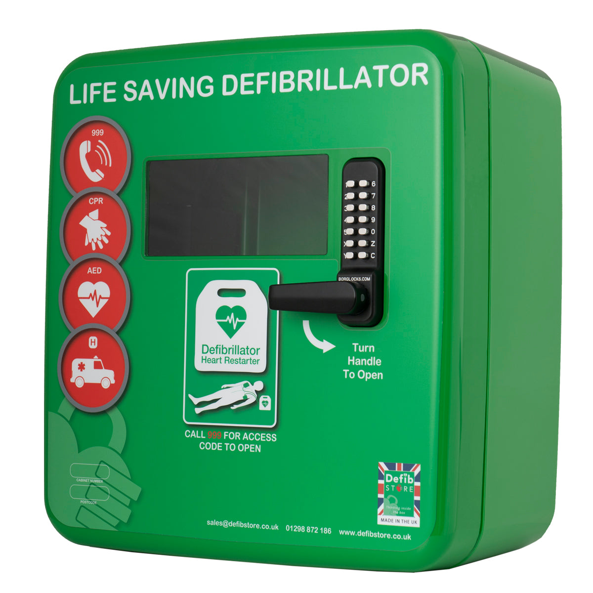 Defibstore 4000 Outdoor Defibrillator Cabinet Locked Green