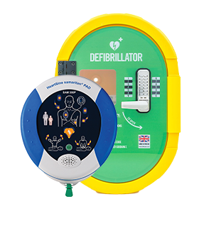 Defibrillator Bundle Heartsine 350P AED Defibsafe 2 Locked Cabinet External Semi Automatic